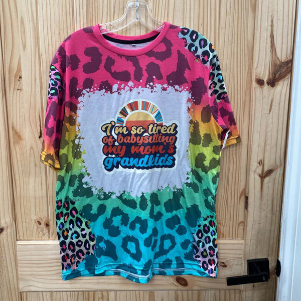 WOMENS IM SO TIRED MULTI COLOR LEOPARD SHIRT XL