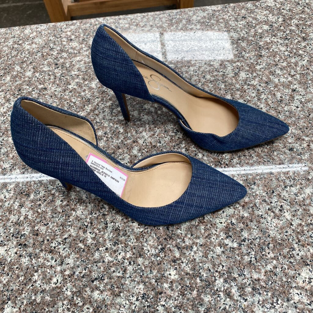 WOMENS JESSICA SIMPSON DENIM HEELS 10