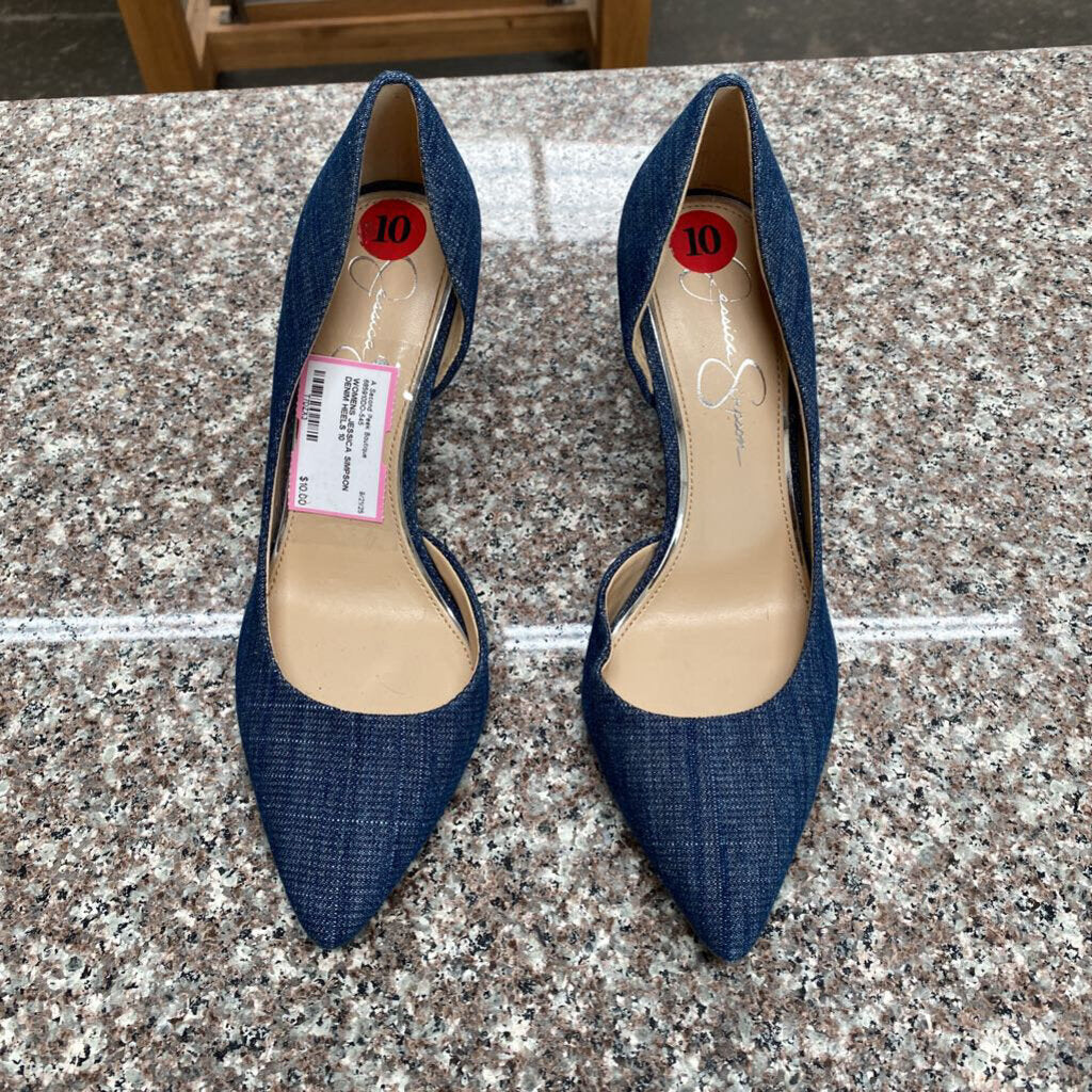 WOMENS JESSICA SIMPSON DENIM HEELS 10