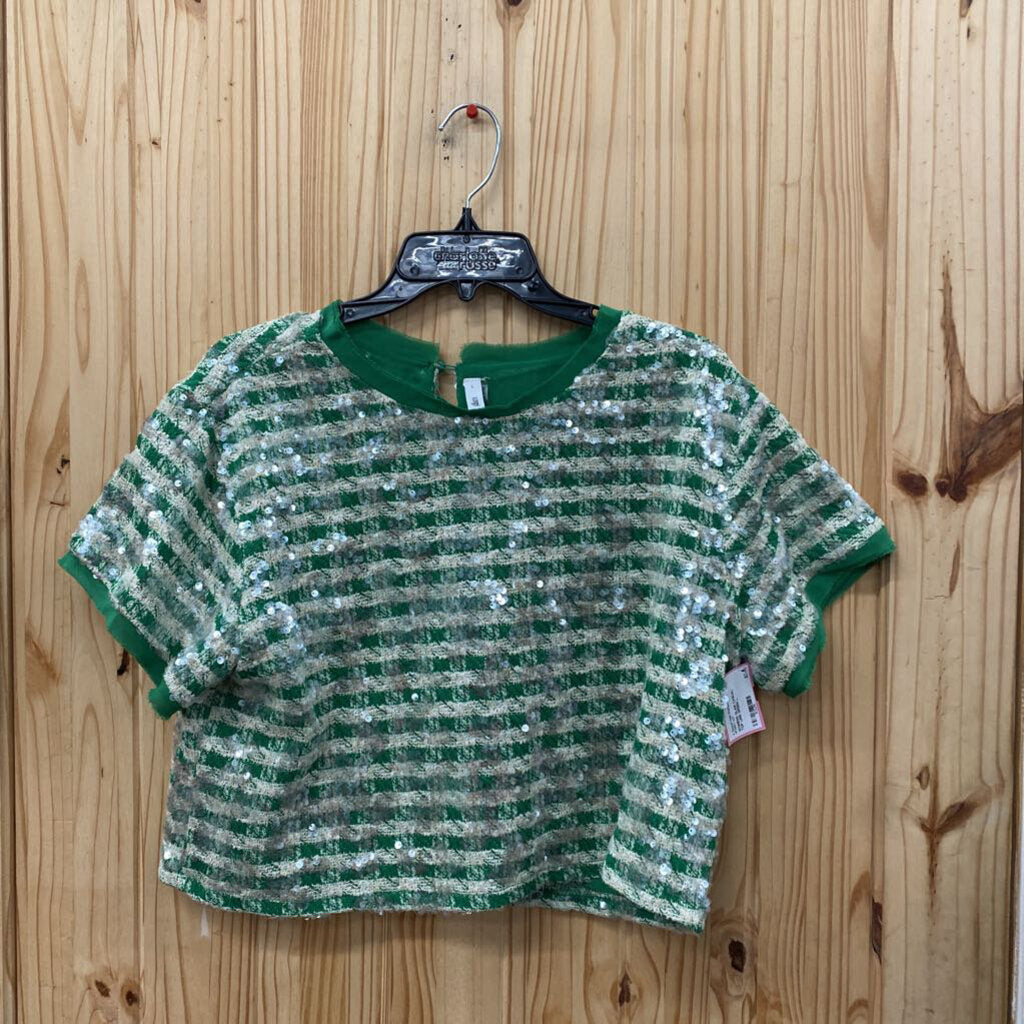 WOMENS GLAM CASUAL TOP LIME GREEN L