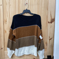 WOMENS BROWN/RUST/IVORY/BLK SWEATER M