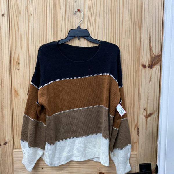 WOMENS BROWN/RUST/IVORY/BLK SWEATER M
