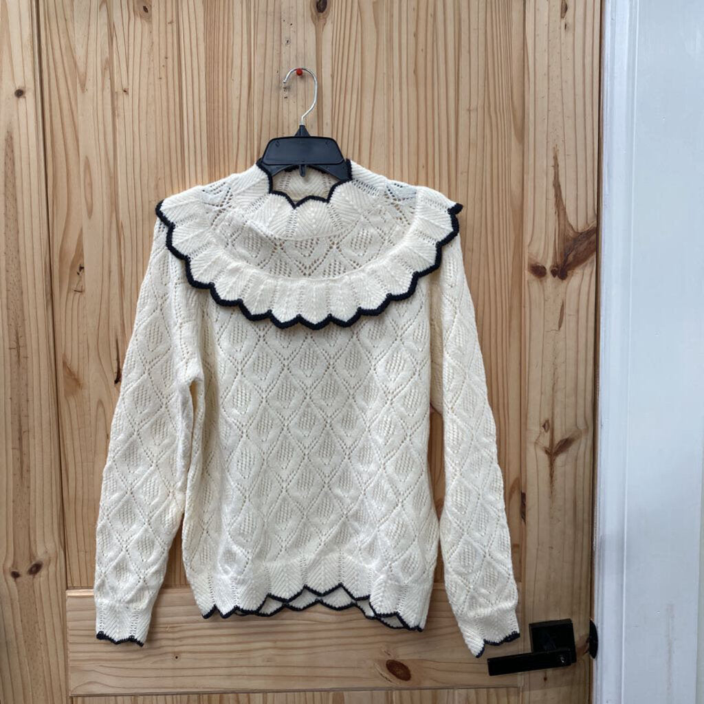 WOMENS KAILY L IVORY/BLK SWEATER L NWT