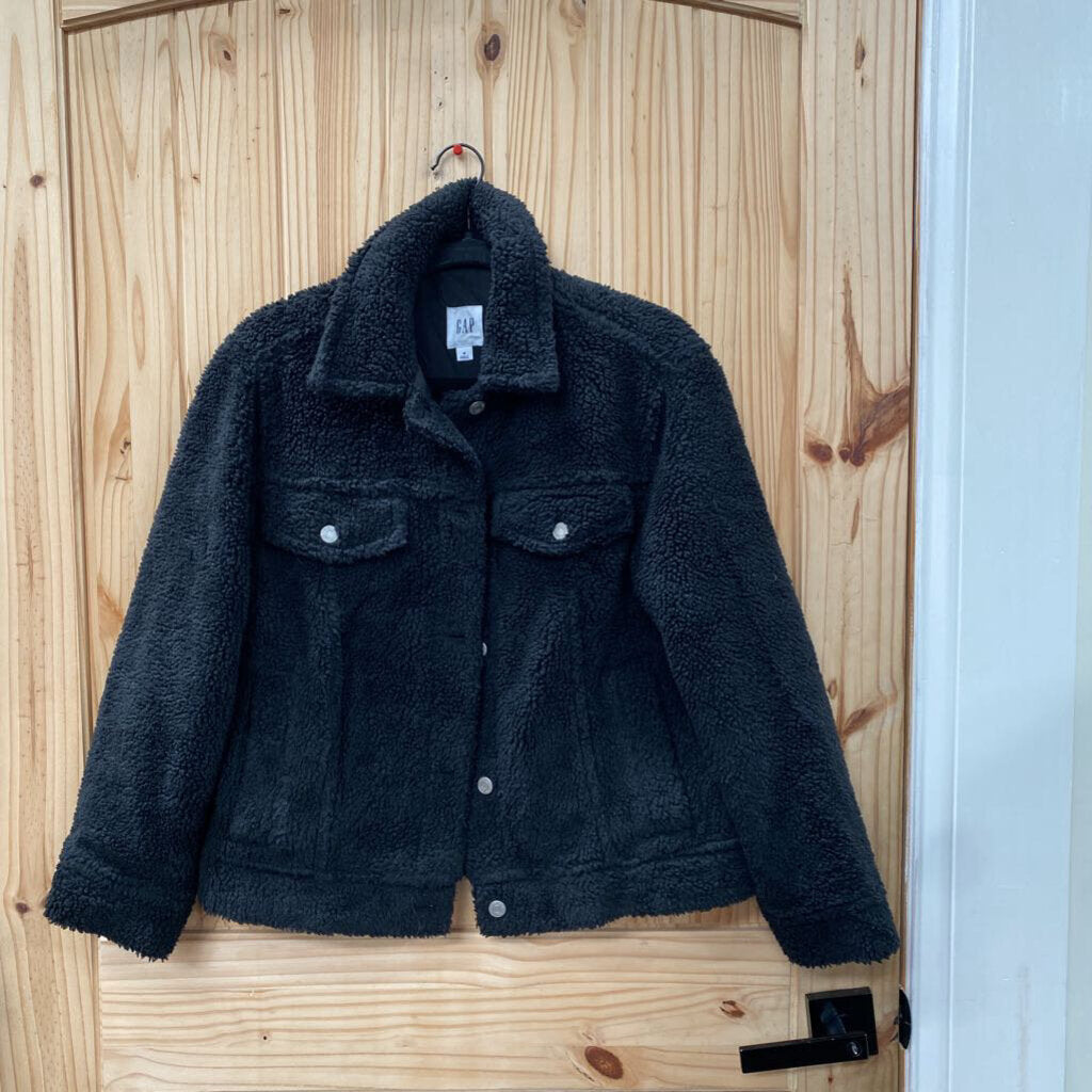 WOMENS GAP BLK FLEECE JACKET M
