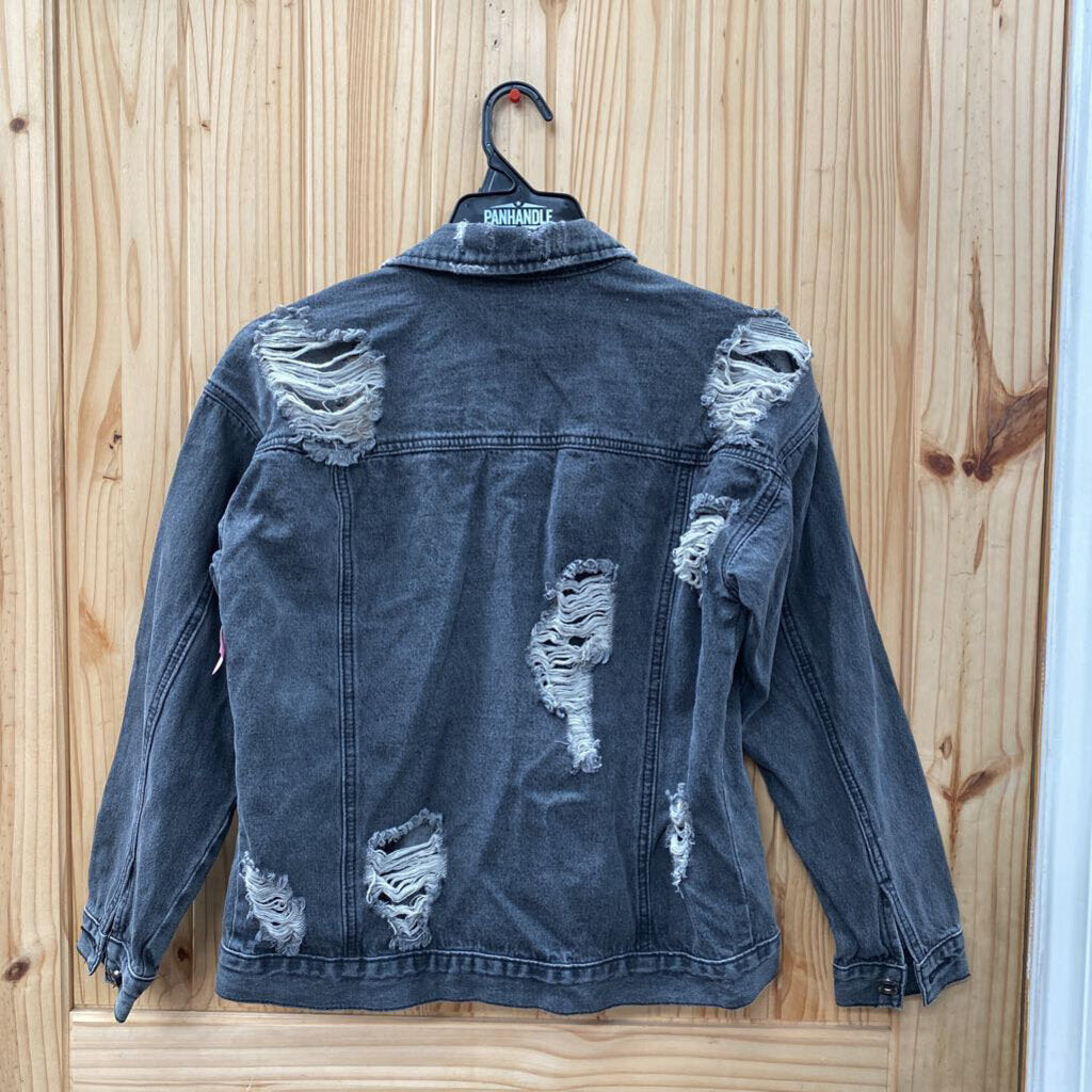 WOMENS BLK DENIM DIST. JACKET S/M