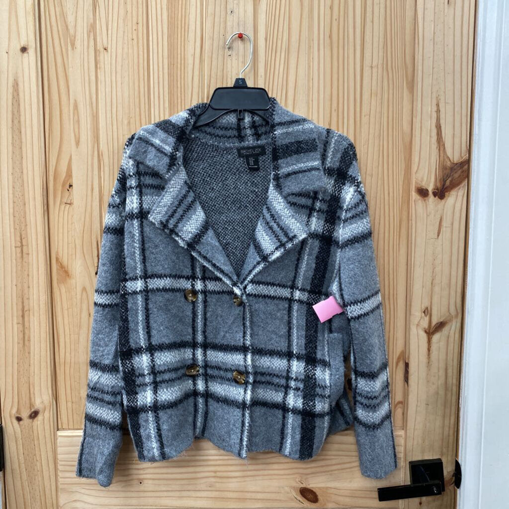 WOMENS RACHEL ZOE PLAID JACKET BLK/WHITE/GREY M