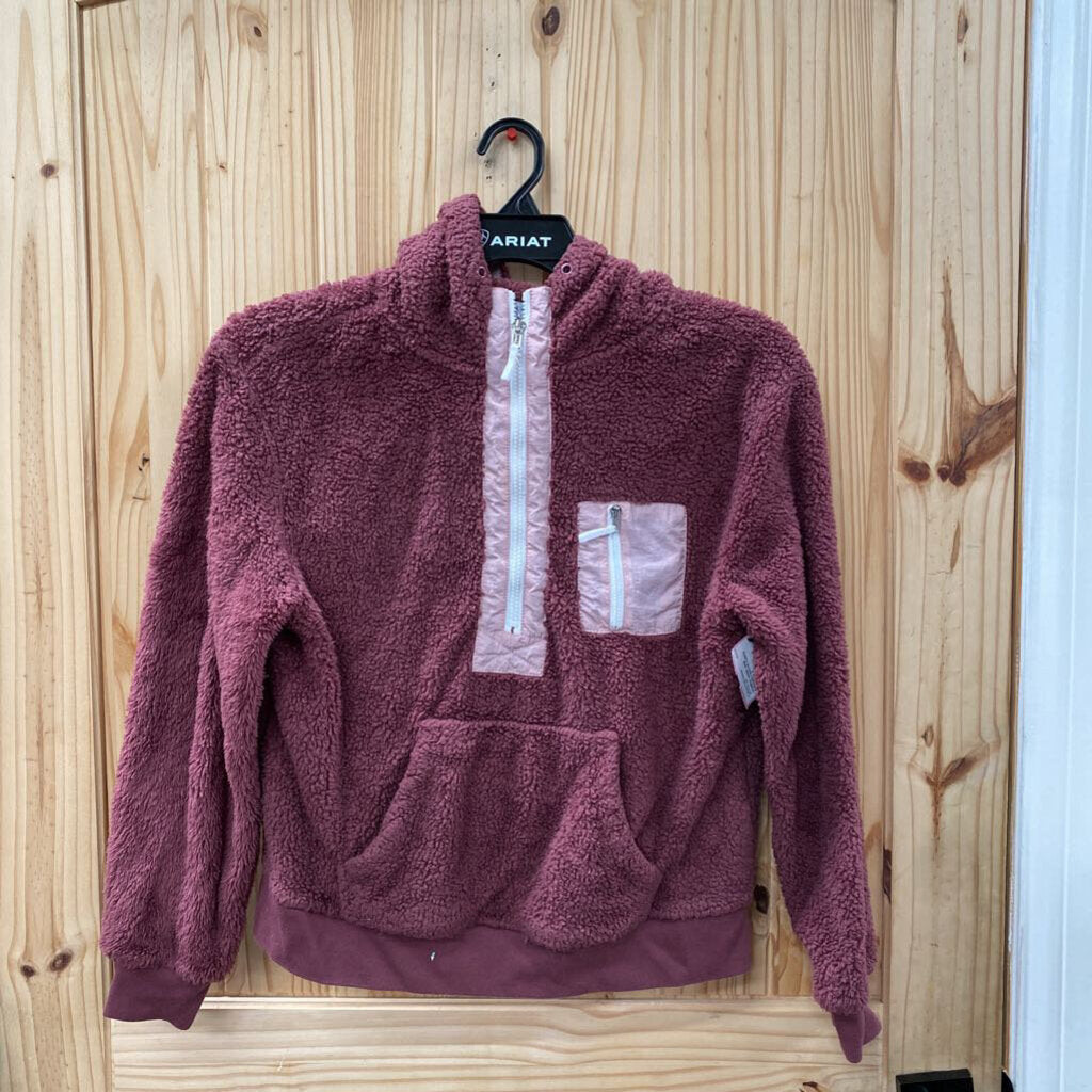 WOMENS ANGEL KISS BURGUNDY/MAUVE FLEECE PULLOVER S