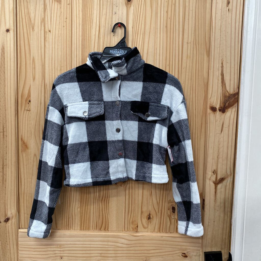 WOMENS SHEIN BLK/WHITE PLAID CROP JACKET S