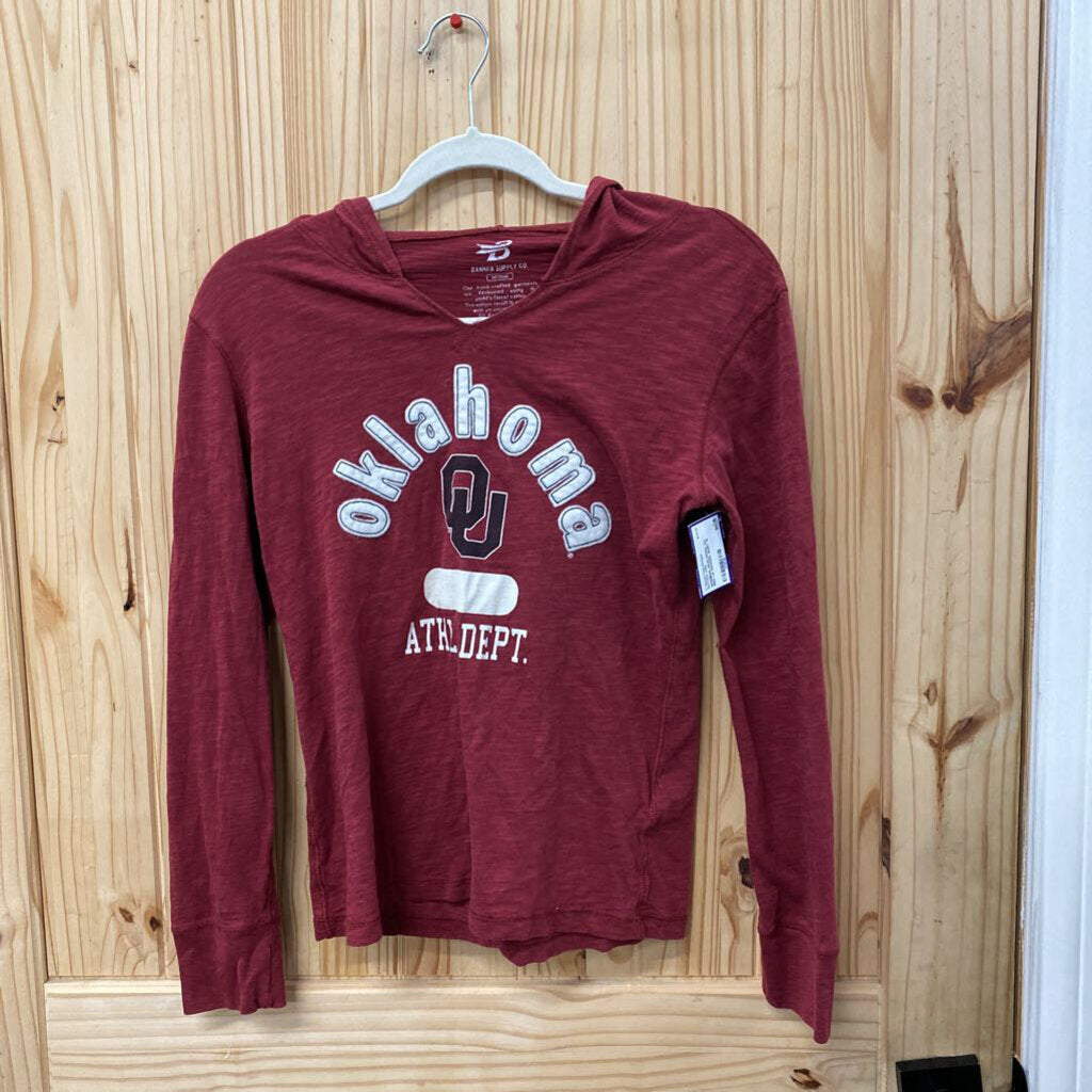 WOMENS OKALHOMA OU RED LS HOODED SHIRT M