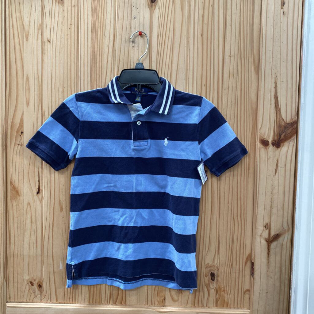 BOYS POLO RALPH LAUREN SHIRT SKY BLUE/NAVY BLUE M 10/12