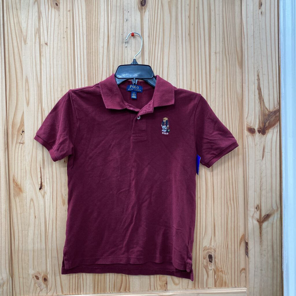 BOYS RALPH LAUREN MAROON POLO SHIRT M 10/12