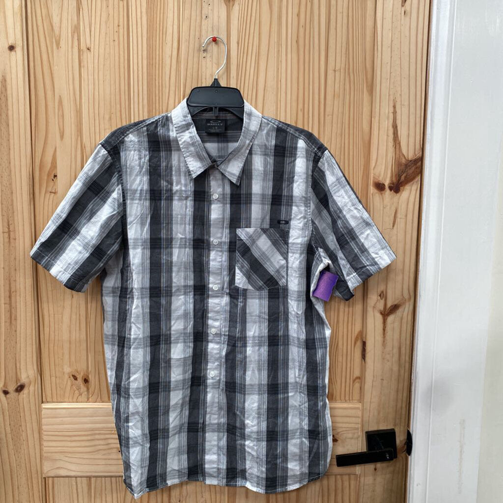 MENS OAKLEY PLAID SHIRT BLK/WHITE/GREY L