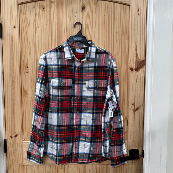 OLD NAVY LS PLAID SHIRT RED/WHITE/LT BLUE/GREEN L NWT