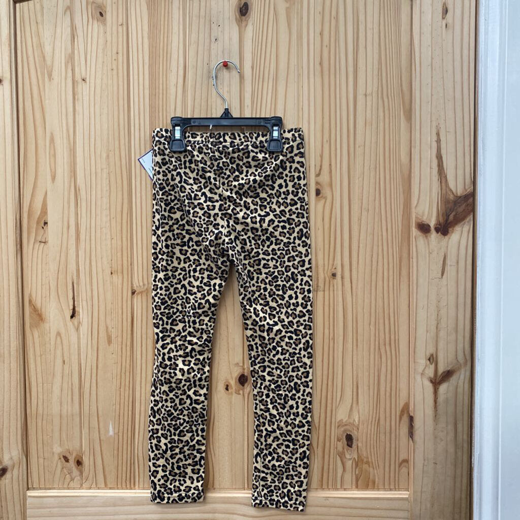 GIRLS PINK VELVET LEOPARD PANTS 6X