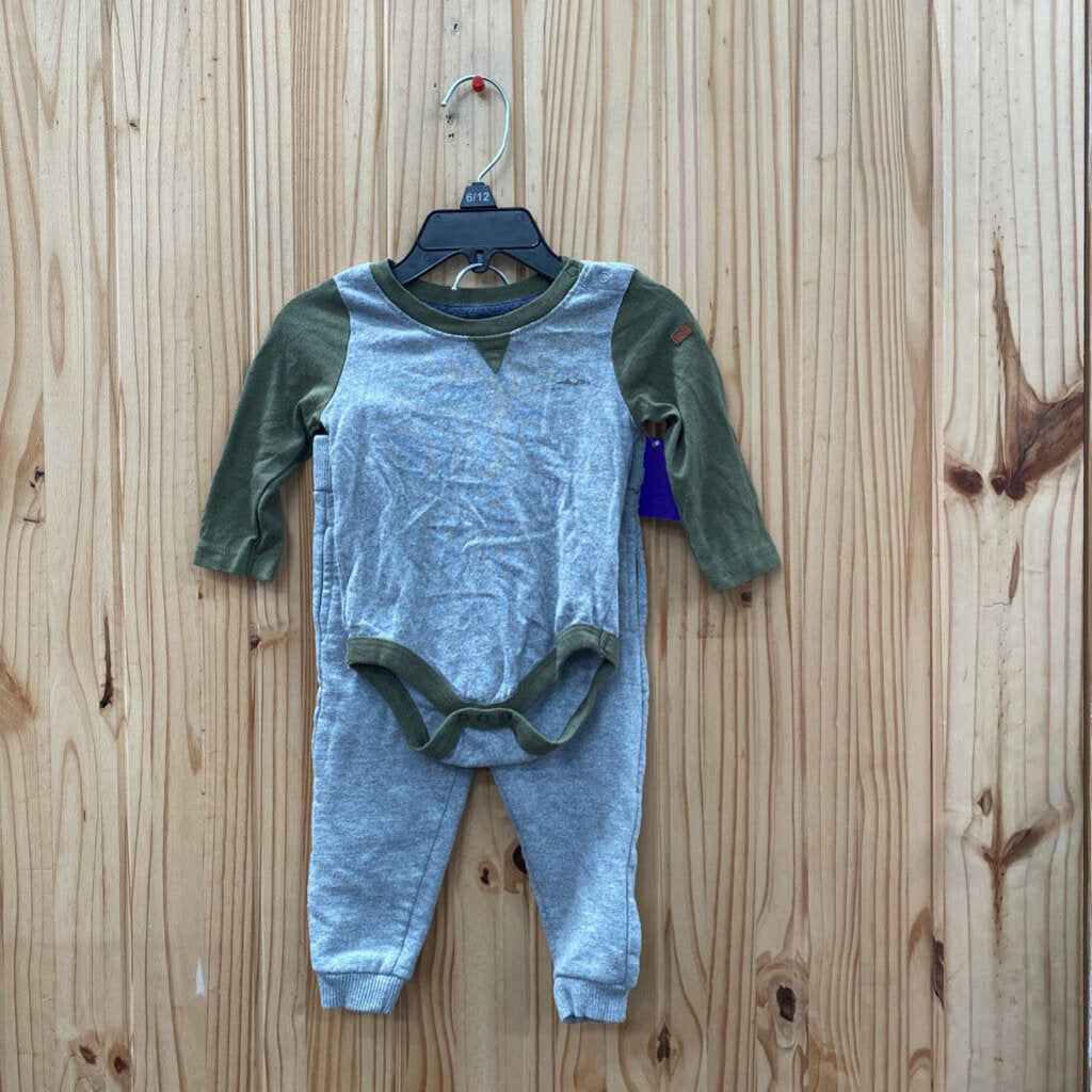 BOYS SEVEN 2PC ST OLIVE GREEN/GREY 6/9M