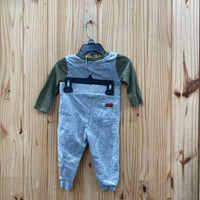 BOYS SEVEN 2PC ST OLIVE GREEN/GREY 6/9M