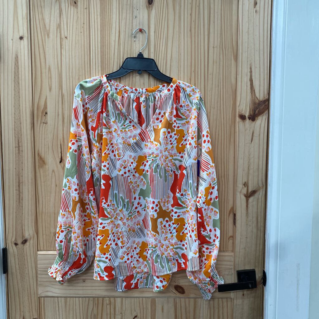 WOMENS CASUAL TOP ORANGE/WHITE/PINK L