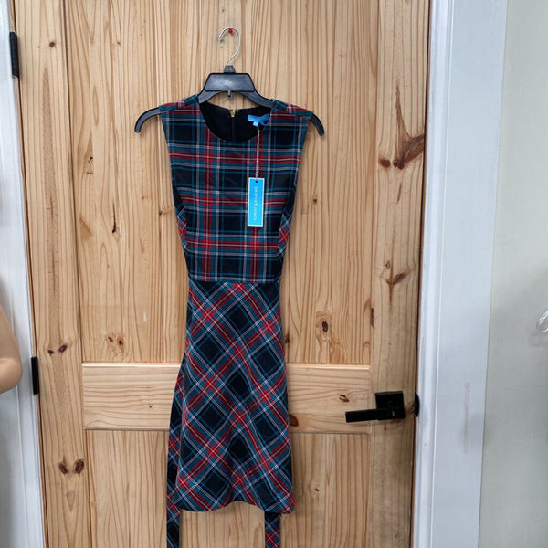 WOMENS DRAPER JAMES PLAID SL CASUAL DRESS 6 NWT