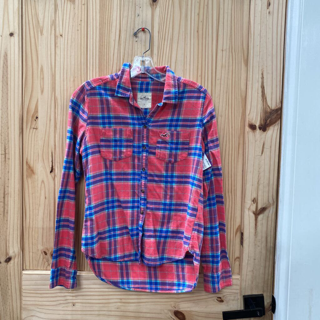 WOMENS HOLLISTER PLAID LS BUTTON UP SHIRT S