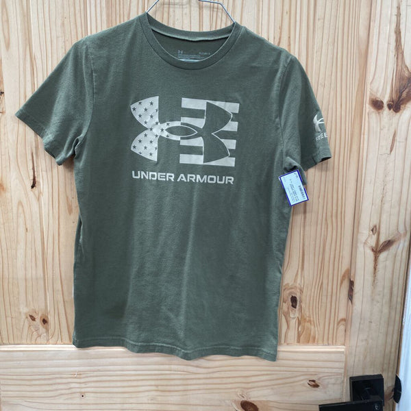 BOYS UNDER ARMOUR OLIVE GREEN T-SHIRT YL 12