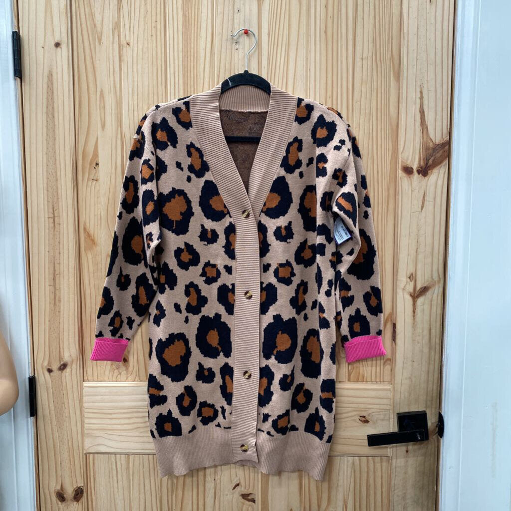 WOMENS SHEIN LEOPARD CARDIGAN S