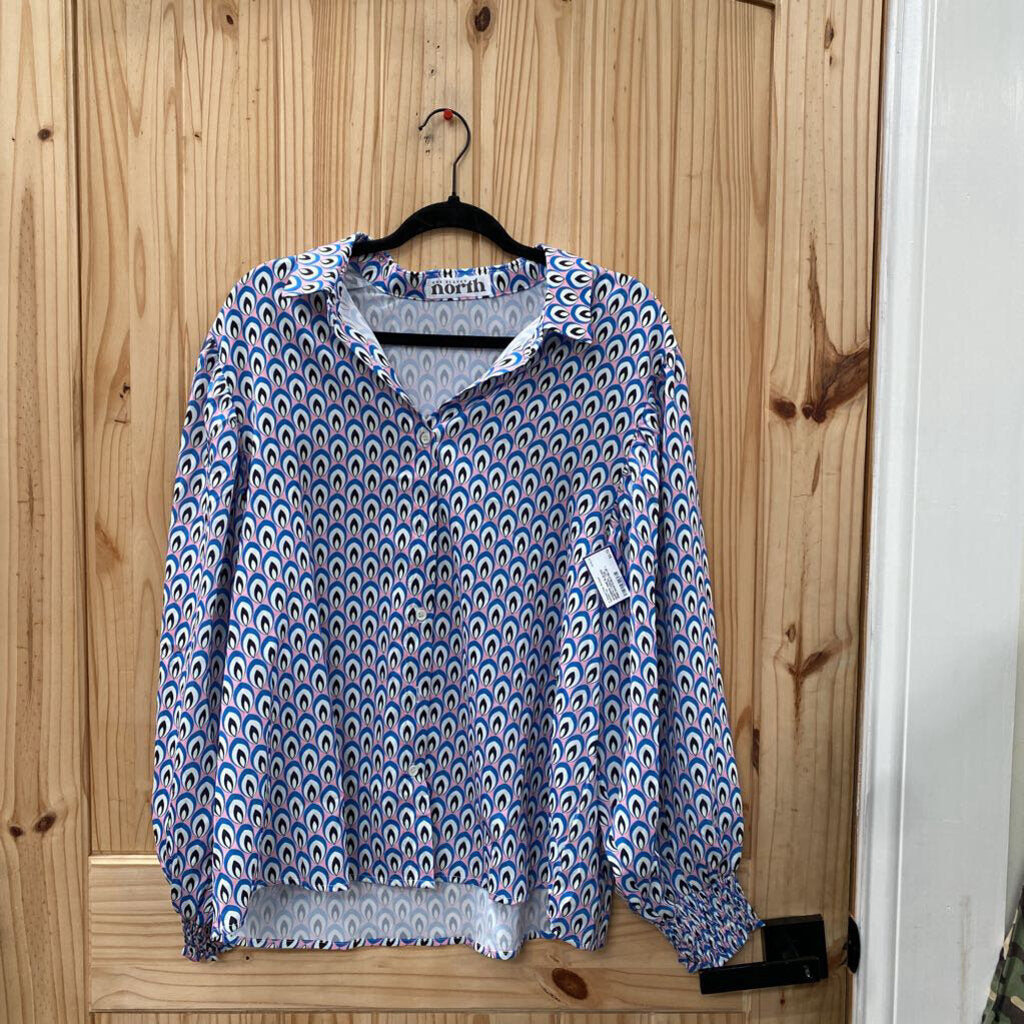 WOMENS ONE ELEVEN NORTH CASUAL TOP PINK/WHITE/BLK/BLUE L