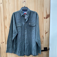 MENS WRANGLER LS BUTTON UP SHIRT DK GREEN/TAUPE XL