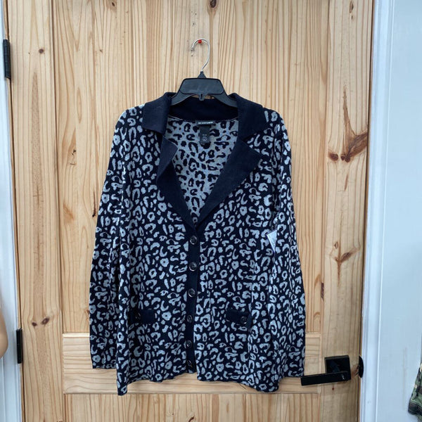 WOMENS LANE BRYANT SWEATER GREY/BLK LEOPARD 18/20 1X