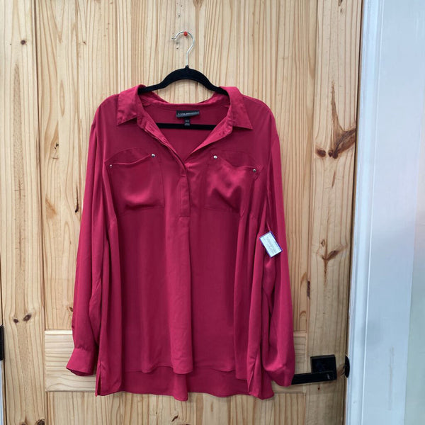 WOMENS LANE BRYANT DK FUSHIA CASUAL TOP 18/20 1X