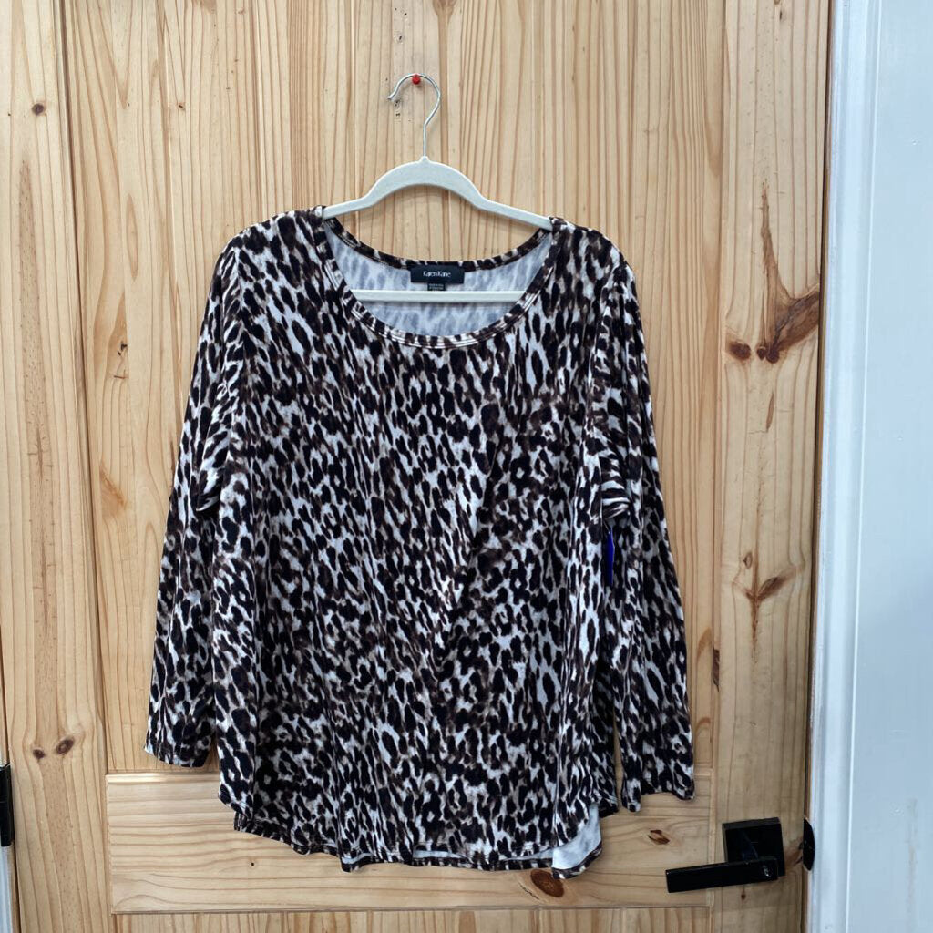 WOMENS KAREN KANE CASUAL TOP DK BROWN/WHITE/BLK 2X