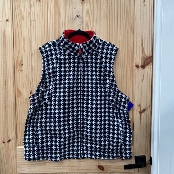 WOMENS KIM ROGERS BLK/WHITE HOUNDSTOOTH VEST 3X