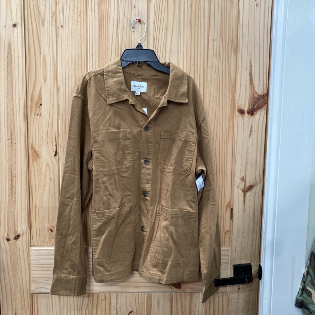 MENS GOODFELLOW & CO. LS BUTTON UP SHIRT DK TAUPE M NWT