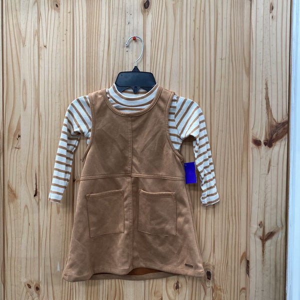 GIRLS TAHARI 2PC SET TAUPE/IVORY 4T
