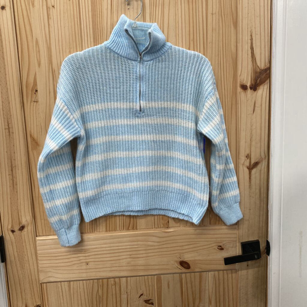 WOMENS NO BOUNDARIES SKY BLUE/WHITE SWEATER M