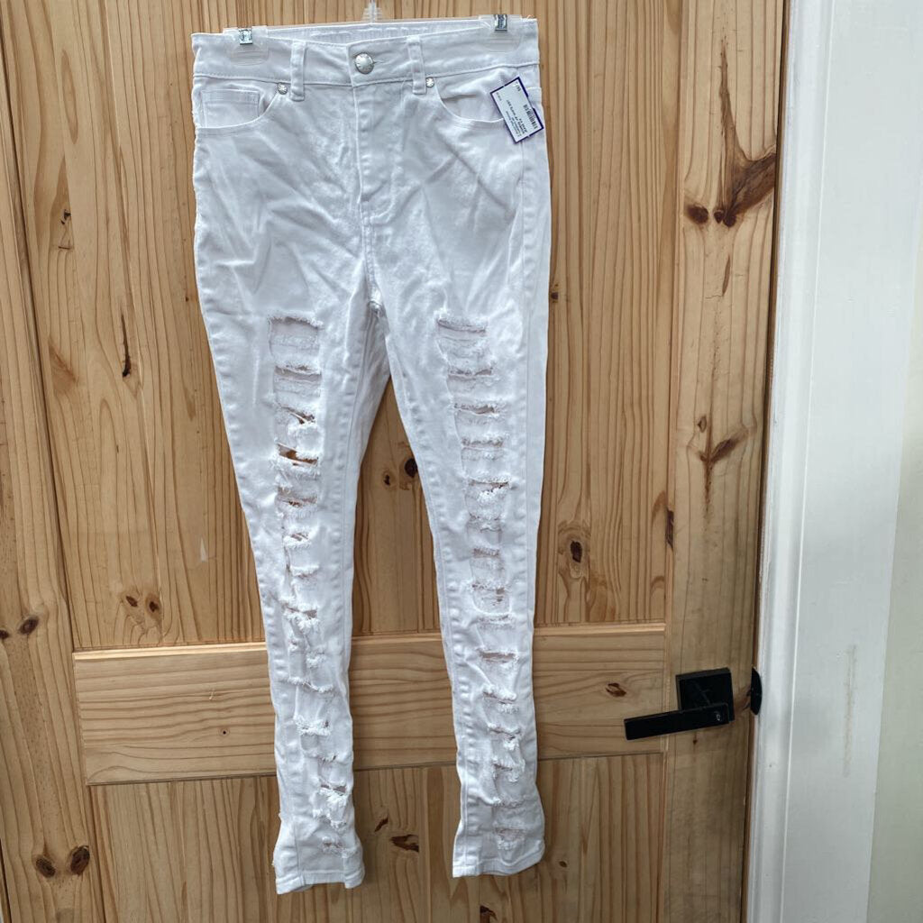 WOMENS VIP WHITE DIST. JEANS 3/4