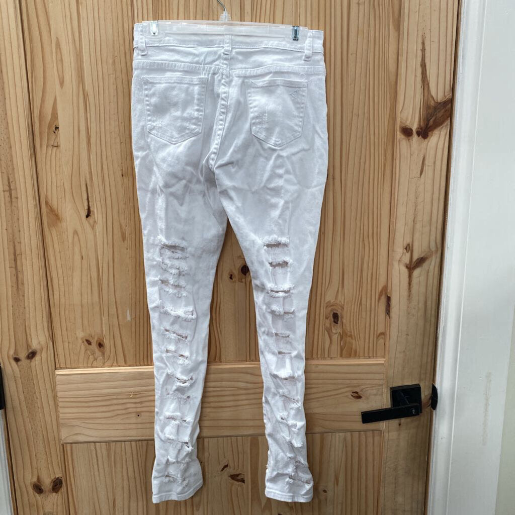 WOMENS VIP WHITE DIST. JEANS 3/4