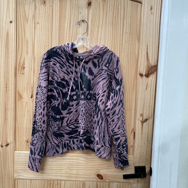 WOMENS ADIDAS CROP TO HOODIE MAUVE/BLK XL