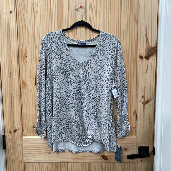 WOMENS DEMOCRACY IVORY/GREY LS SHIRT XL NWT