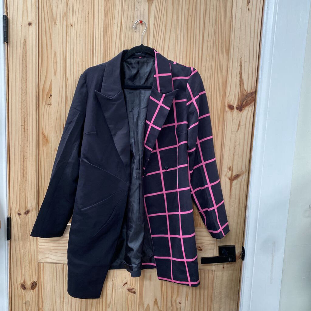 WOMENS DOUBLE CRAZY CASUAL BLAZER PINK/BLK L