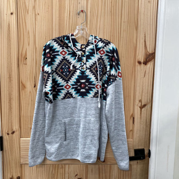 WOMENS GREY/BLK/RUST/TURQUOISE HOODIE 2XL