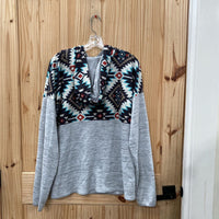 WOMENS GREY/BLK/RUST/TURQUOISE HOODIE 2XL
