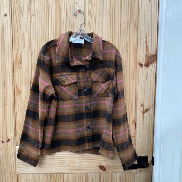 WOMENS BB DAKOTA STEVE MADDEN FLANNEL SHIRT BROWN/PINK/CHOCOLATE XL