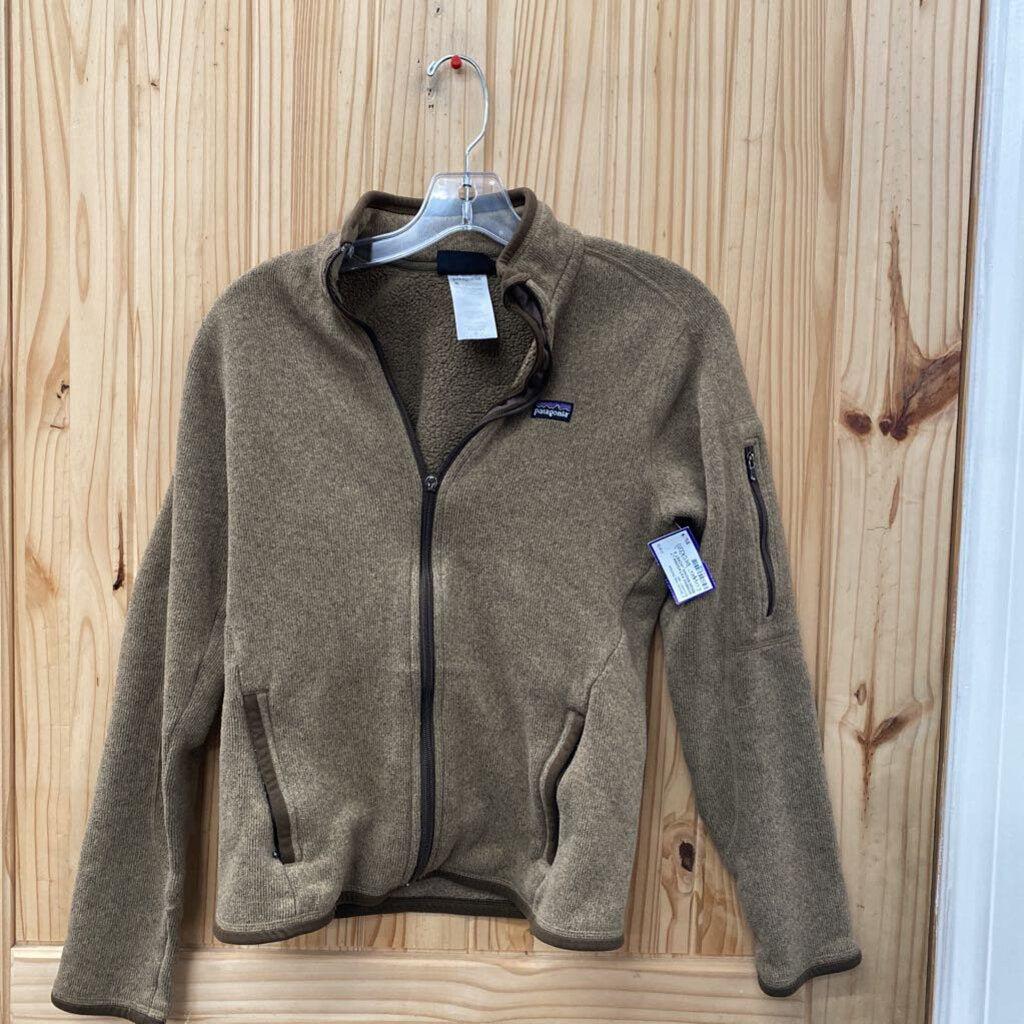 WOMENS PATAGONIA LT BEIGE/BROWN JACKET S (ZIPPER BROKEN)