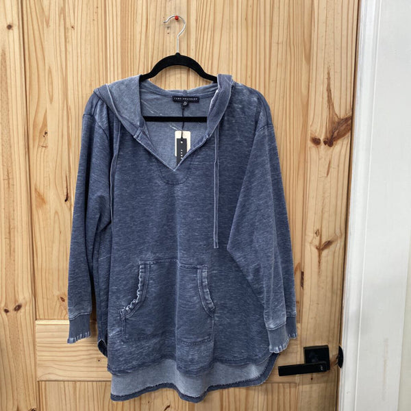 WOMENS JANE & DELANCEY LS BLUE HOODED SHIRT 2X NWT