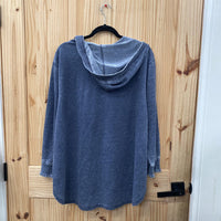 WOMENS JANE & DELANCEY LS BLUE HOODED SHIRT 2X NWT