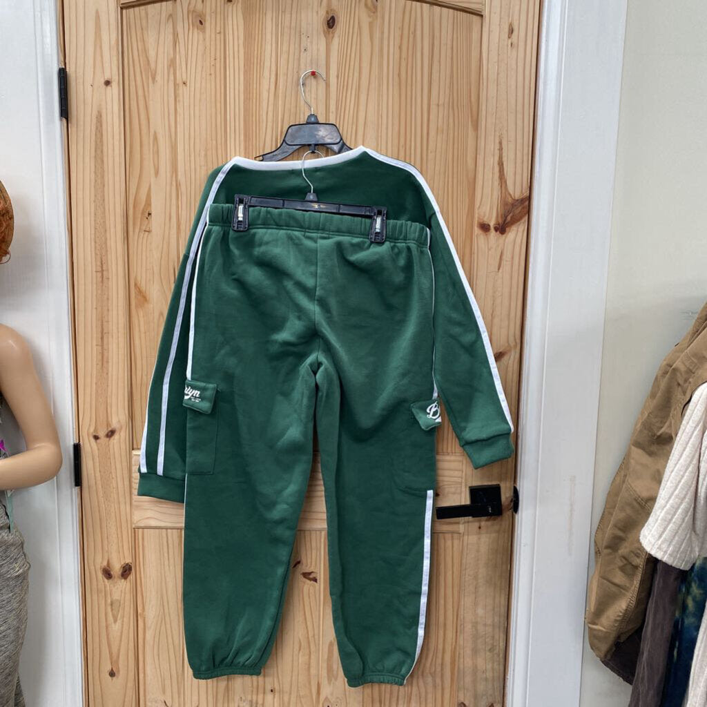 WOMENS FASHIONOVA 2PC SET GREEN/WHITE L