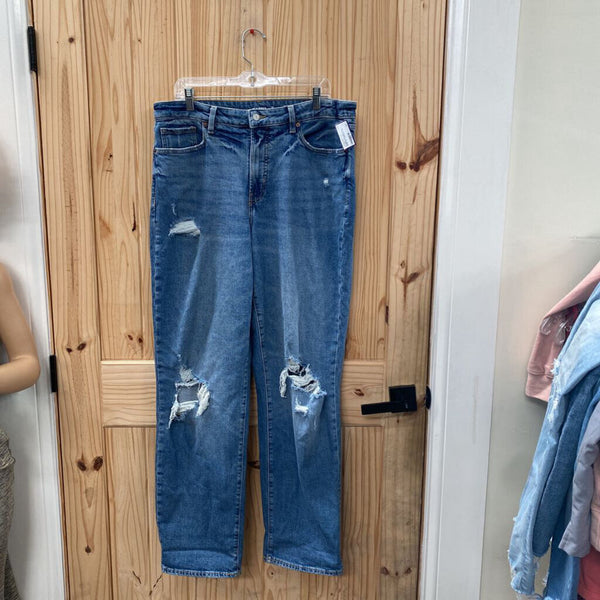 WOMENS OLD NAVY LT DENIM DIST. JEANS 14 TALL