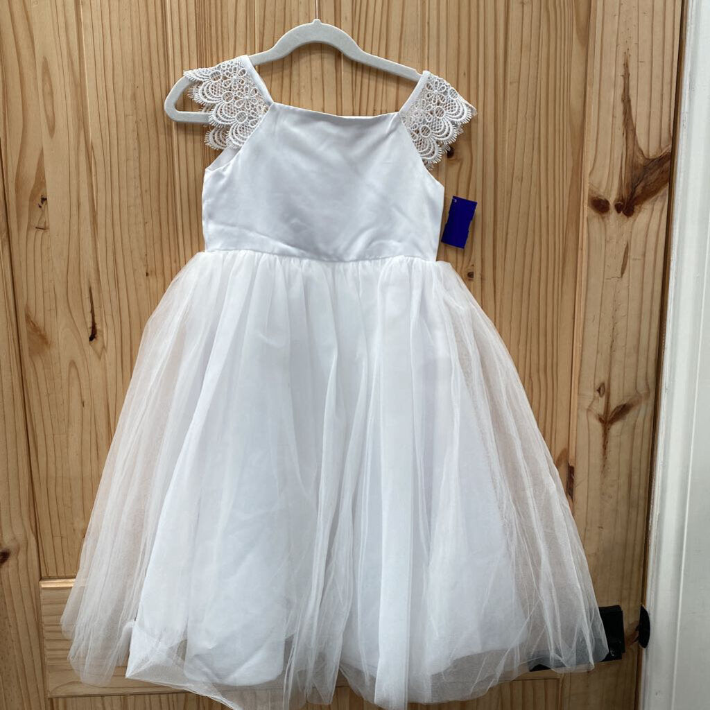 GIRLS FLOWER GIRL DRESS WHITE 9