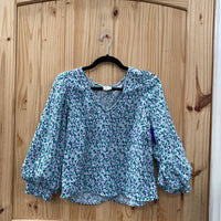 WOMENS A NEW DAY CROP CASUAL TOP BLUE/GREEN S