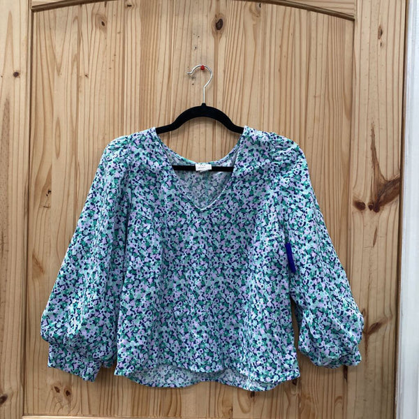 WOMENS A NEW DAY CROP CASUAL TOP BLUE/GREEN S